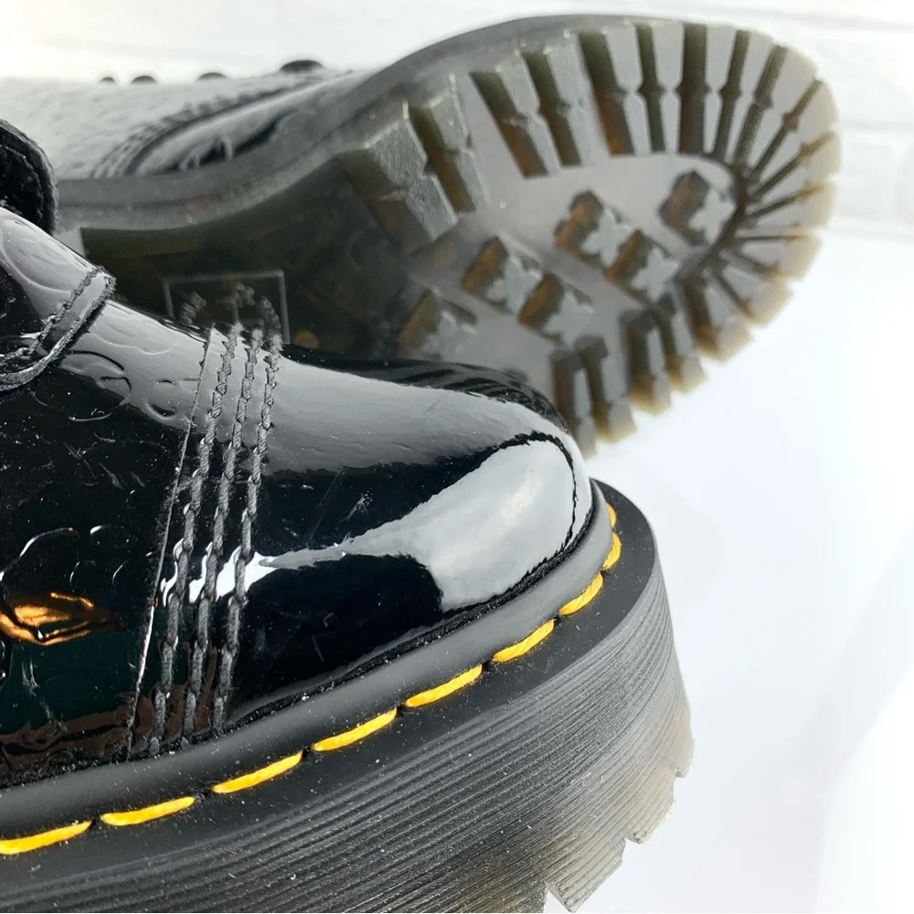 NEW! Dr Martens Sinclair Leopard Emboss Patent Leather Platform Boots Sz W7 UK 5